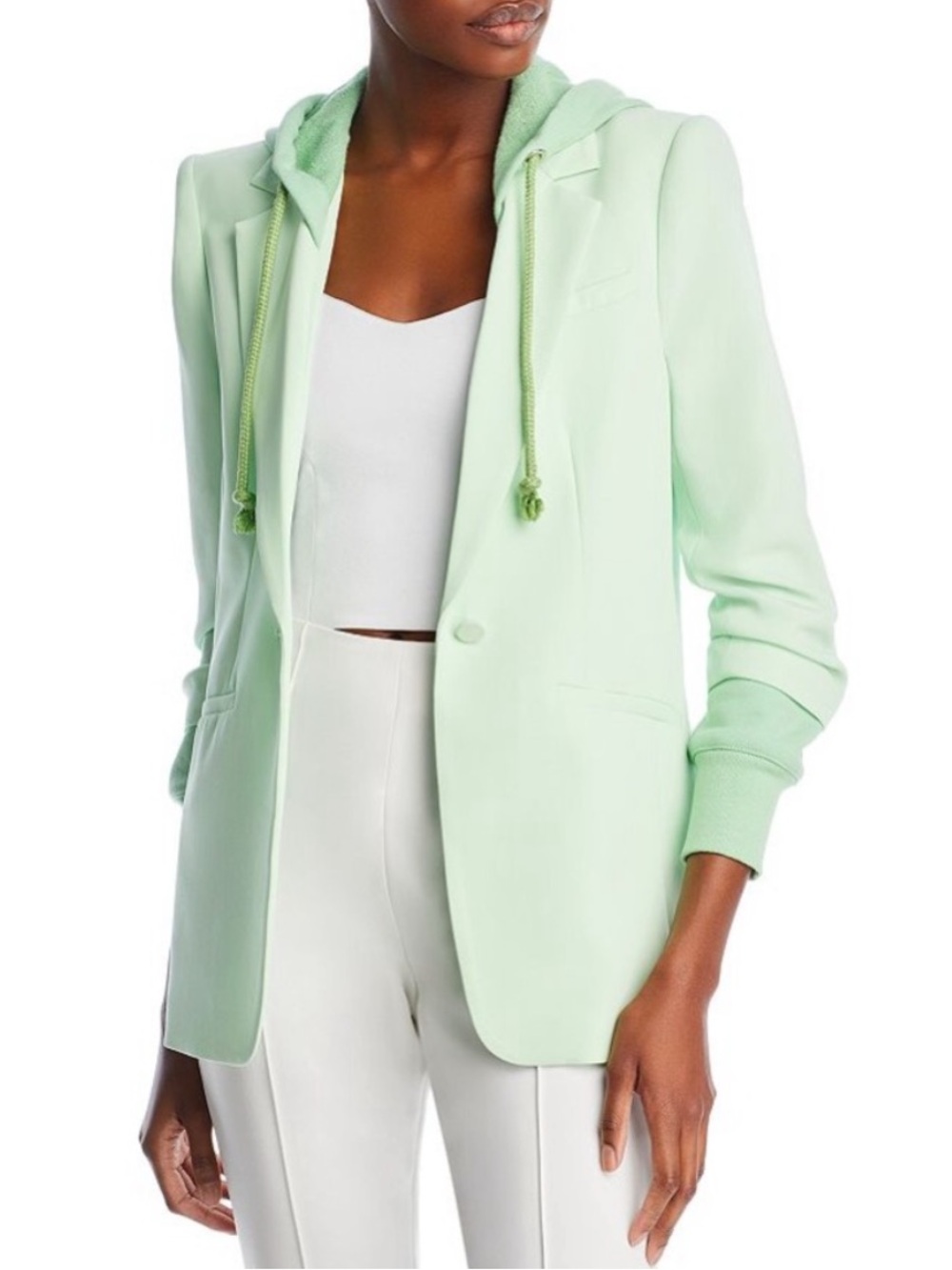 NEW NWT Cinq A Sept Hooded Khloe Blazer Jacket In Green Papaya